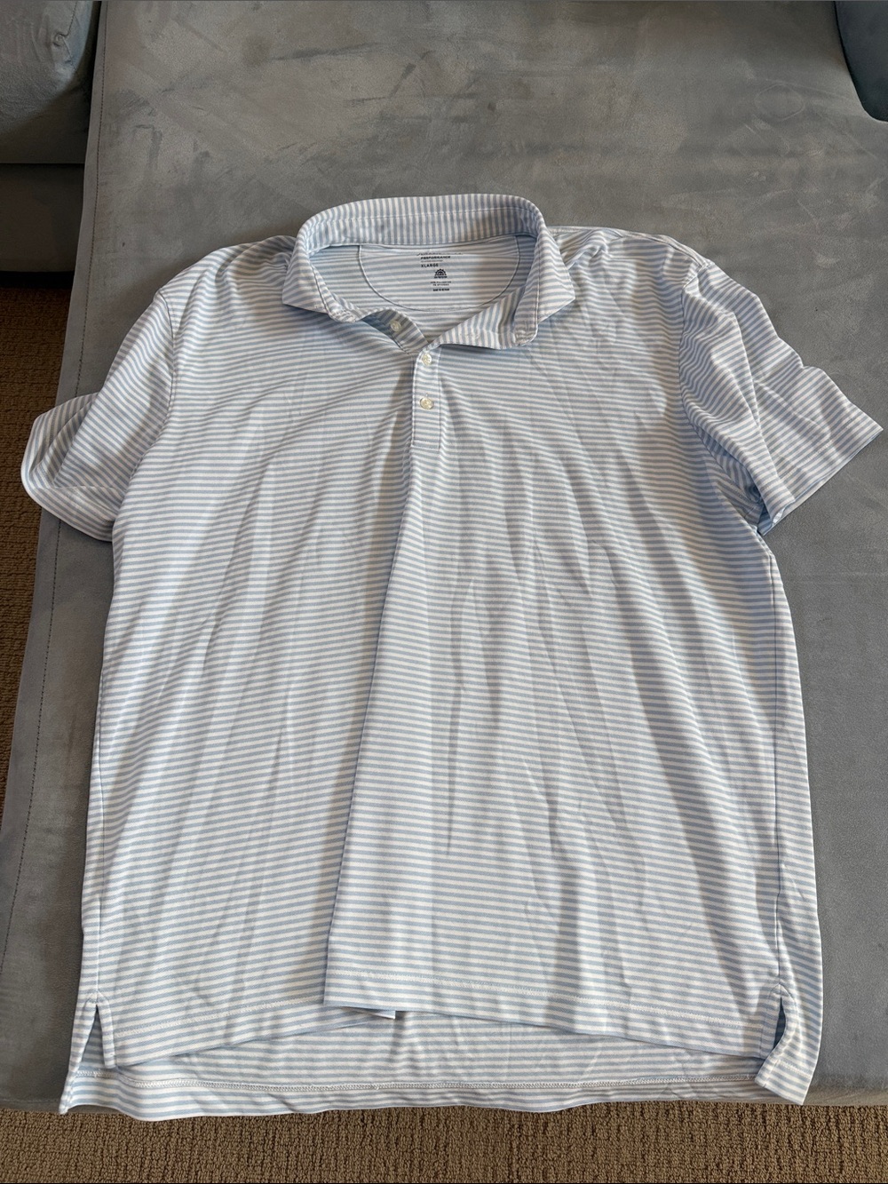 johnnie-O Light Blue & White Striped Polo